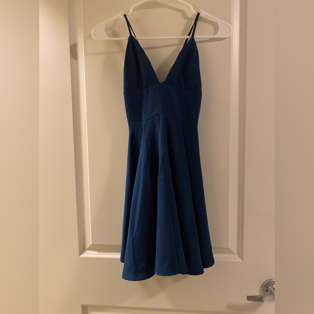 Teal adjustable tie strap dress